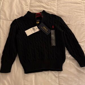 Polo by Ralph Lauren Black Zip-Up Cable Knit Sweater